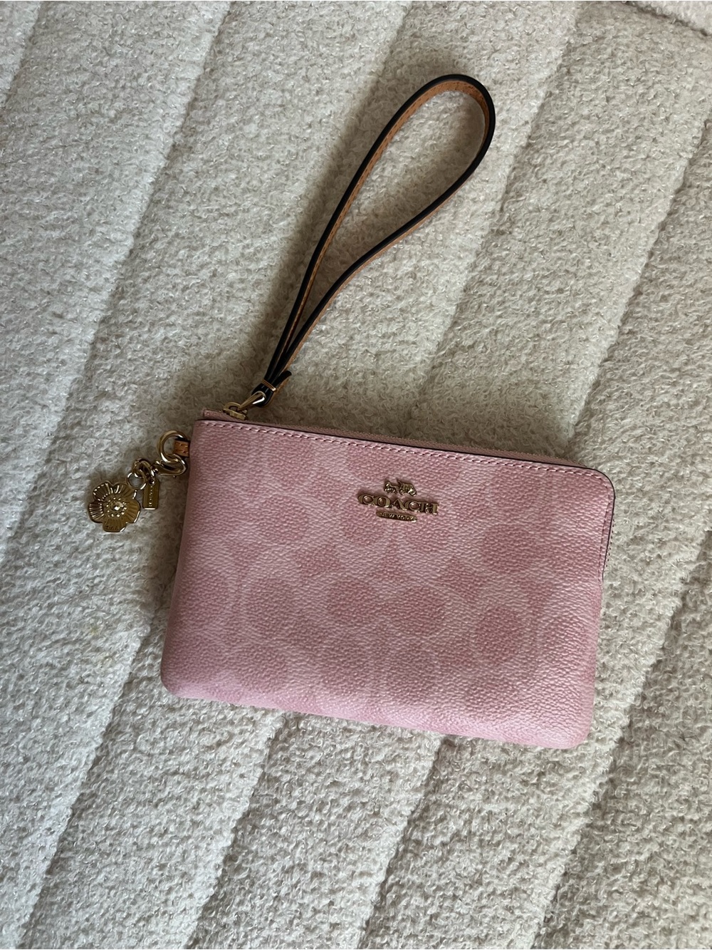 Coach Powder Pink Corner Zip Wallet
